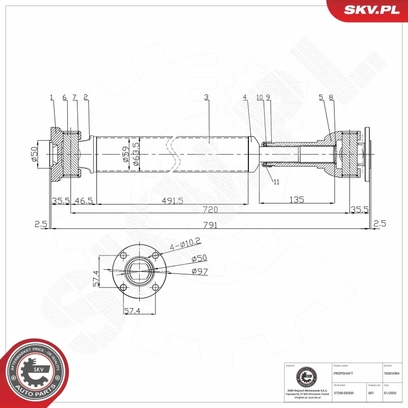 Image of ESEN SKV Propshaft, axle drive ESEN SKV 76SKV004