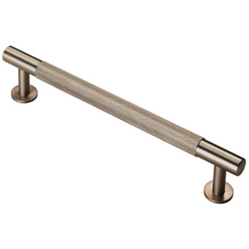 Image of Loops Knurled Bar Door Pull Handle 190 x 13mm 160mm Fixing Centres Satin Nickel Metallics unisex