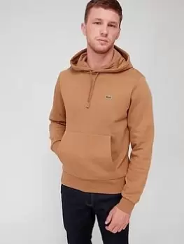 Image of Mens Lacoste Organic Cotton Hooded Sweatshirt Size 3 - S Brown