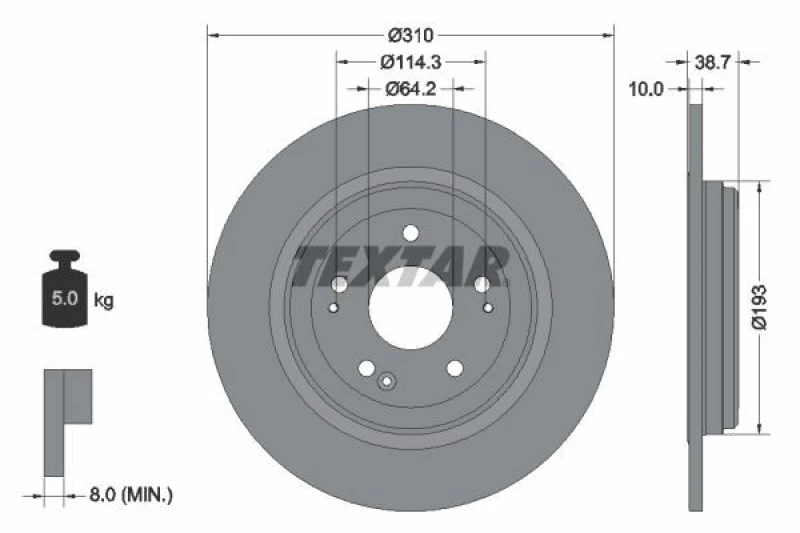 Image of Brake disc TEXTAR 92306103