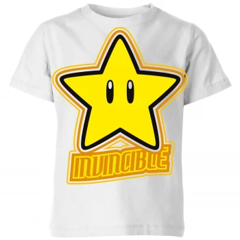 image of Nintendo Super Mario Invincible Kid's T-Shirt - White - 9-10 Years