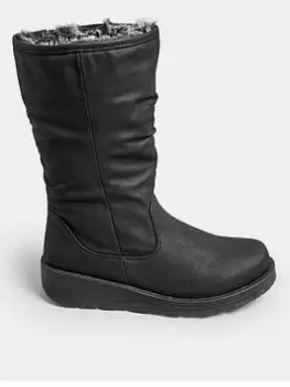 Image of Yours Wide Fit Faux Fur Lined Dogwaker Black, Size E, Women