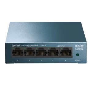 image of TP-LINK (LS105G) 5-Port Gigabit Unmanaged Desktop LiteWave Switch UK Plug