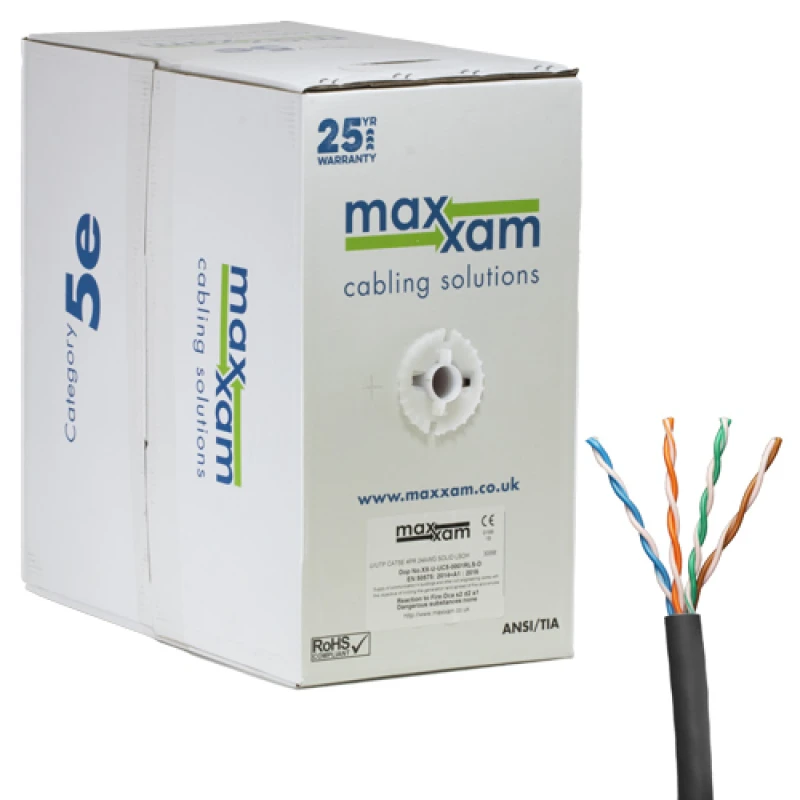 Image of Cablenet Cat5e Black U/UTP LSOH 24AWG Solid CPR Dca Cable 305m Reelex