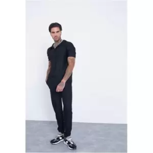 I Saw It First Black Ribbed Polo & Pintuck Jogger Set - Black