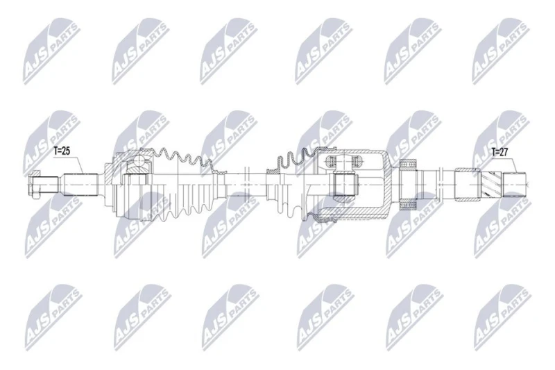 Image of NTY NPW-NS-227 Drive shaft 7-Speed Automatic Transmission, Front Axle Right Drive Shaft (13)