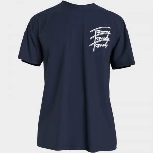 Image of Tommy Jeans Mens Repeat Script Logo T-Shirt - Twilight Navy - L