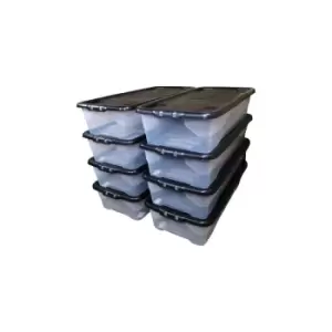 image of Samuel Alexander - 8 x 42L Clear Under Bed Storage Box with Black Lid, Stackable and Nestable Design Storage Solution