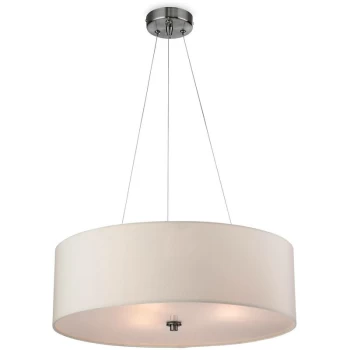 image of Phoenix - 3 Light Round Ceiling Pendant Cream, E27 - Firstlight