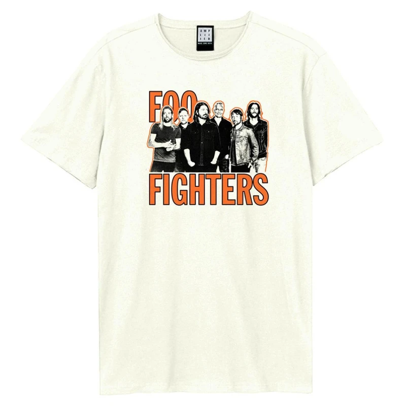 Image of Amplified Amplified Men Band Shot Foo Fighters T-Shirt in White Size: 3X-Large White XXXL Male 5063806406990