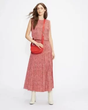 image of Printed Knife Pleat Midi Skirt With Split