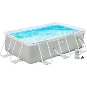 image of Outsunny Above Ground Swimming Pool with Filter Pump, Metal Frame, Light Grey - Light Grey