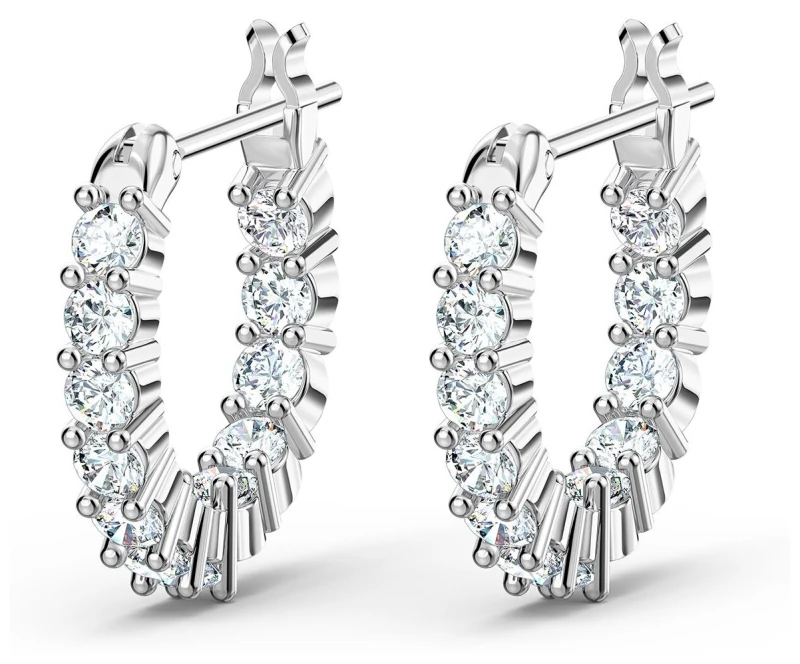 Image of Swarovski Vittore White Crystal Mini Hoop Earrings 5562126 Silver female