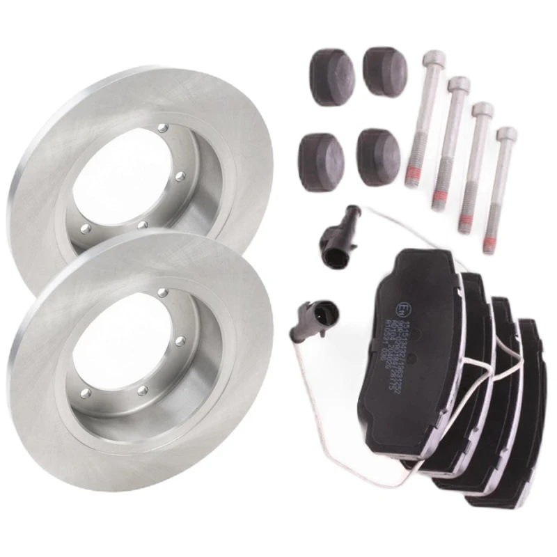 Image of RIDEX 3405B3312 Brake disc and pads set Rear Axle, Brake Disc Type: Solid, with integrated wear sensor Brake Set,disc brakes (3405)