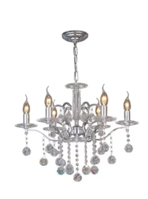 image of Zinta Ceiling Pendant Chandelier 6 Light Polished Chrome, Crystal