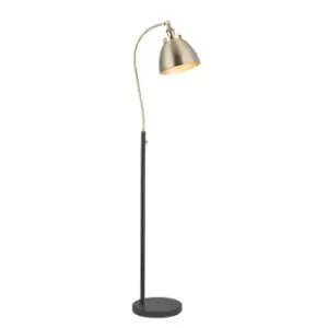 image of Franklin Task Floor Lamp, Antique Brass Plate, Matt Black Paint