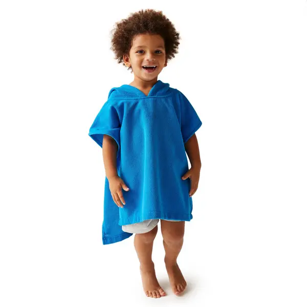 Image of Regatta Boys Animal Hooded Towel Robe 4-6 Years Bubbles the Shark/Hawaiian Blue RKM040B-ZZR-4