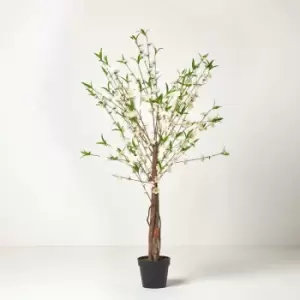 Image of Homescapes - Artificial Blossom Tree with Cream Silk Flowers 5ft - Cream