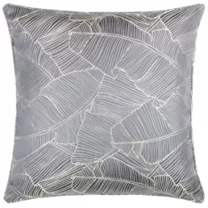 Image of Seymour Embroidered Woven Jacquard Piped Cushion Storm Blue