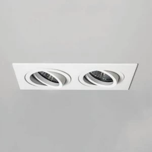 Image of 2 Light Twin Adjustable Recessed Downlight Matt White, Fire Rated, GU10