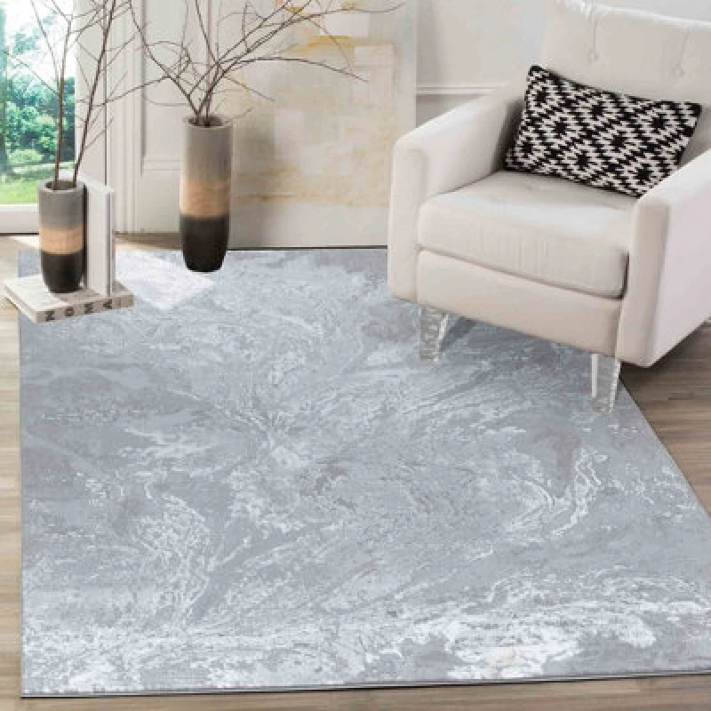 Image of Modern Abstract Water Flow Grunge Texture Area Rugs Grey 80X150 Cm