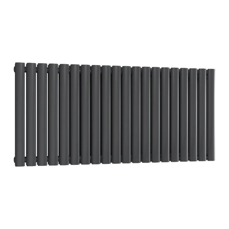 Image of Bathroom Kingdom Neva Anthracite Double Oval Horizontal Radiator 550x1180 in Grey Grey Unisex