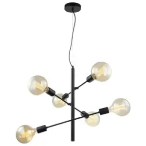 image of Netlighting Modern Hanging Pendant Black 6 Light, E27