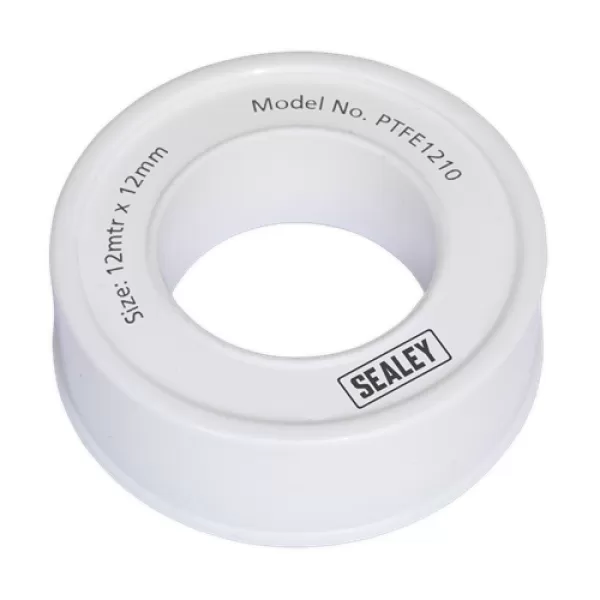 image of Genuine SEALEY PTFE1210 PTFE Thread Sealing Tape 12mm x 12mtr Pack of 10