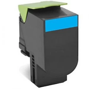 image of Lexmark 80C2XCE Cyan Laser Toner Ink Cartridge