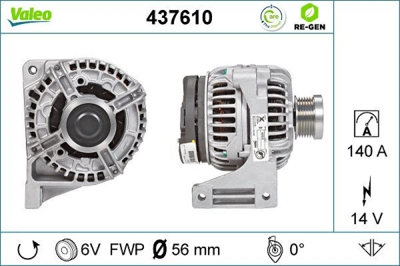 Image of VALEO 437610 Generator Alternator Charging Current: 140A, Voltage: 14V Alternator (4)