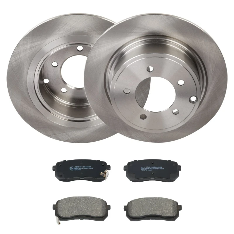 Image of RIDEX 3405B2278 Brake disc and pads set Rear Axle, Brake Disc Type: Solid, with acoustic wear warning Brake Set,disc brakes (3405)