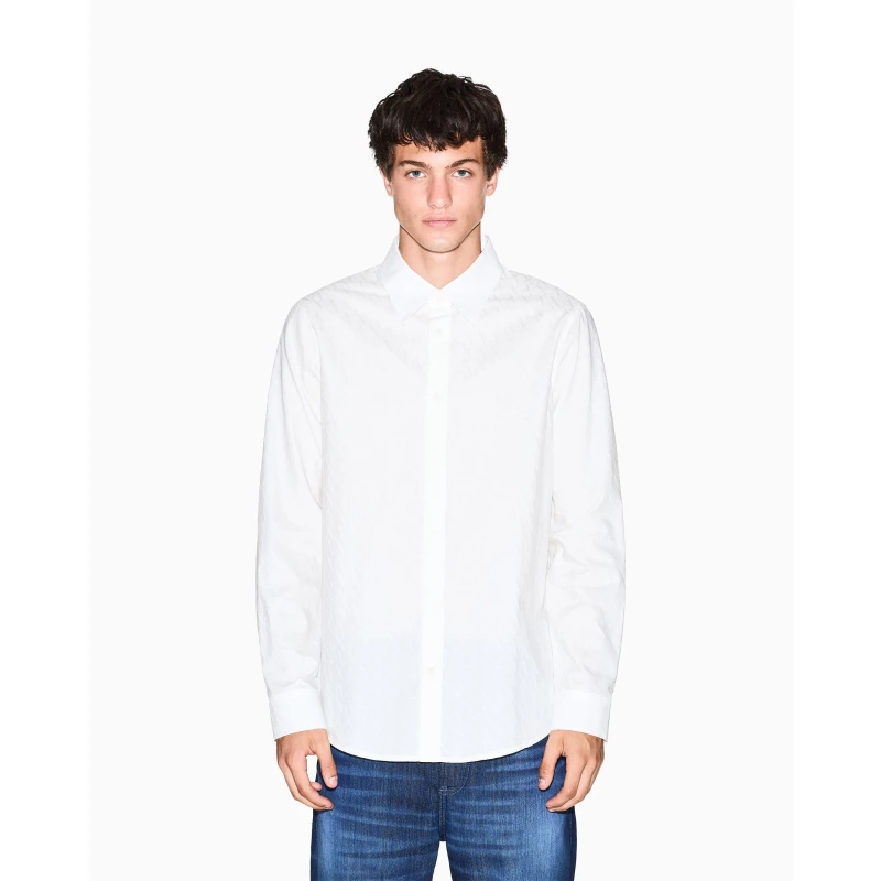 Image of Armani Exchange Mens Long Sleeve Plain Shirt Off White male S