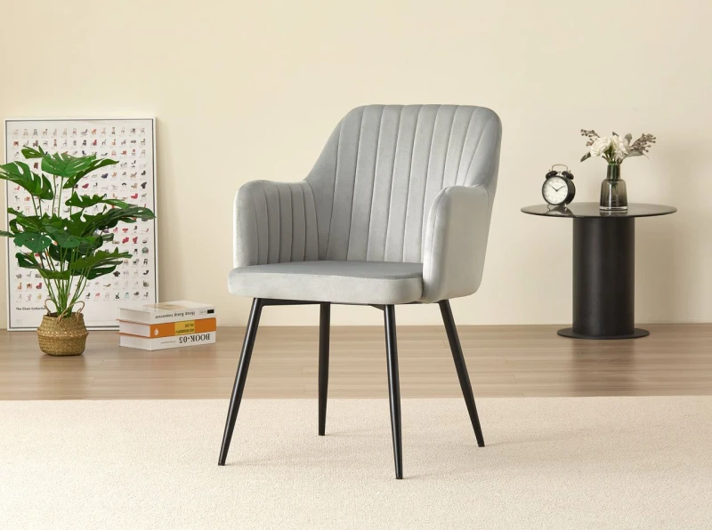 Image of Outdoor Living Charlotte Velvet Comfort Dining Chairs - Grey - Set of 2 Grey Unisex