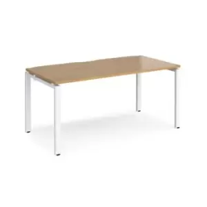 image of Bench Desk Single Person Starter Rectangular Desk 1600mm Oak Tops With White Frames 800mm Depth Adapt