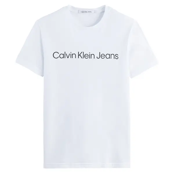 Image of Institutional Logo Print T-Shirt in Cotton and Slim Fit