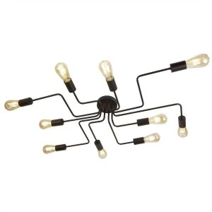 Image of 10 Light Flush Ceiling Light Matt Black, E27