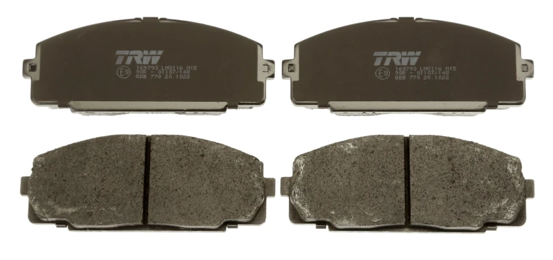 Image of TRW GDB770 Brake pad set not prepared for wear warning indicator, with accessories, with adhesive film Brake Pad Set,disc brake (402)