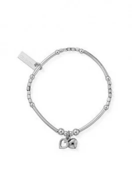 image of ChloBo Childrens Sterling Silver Mini Noodle Cube Two Heart Charm Bracelet - Silver