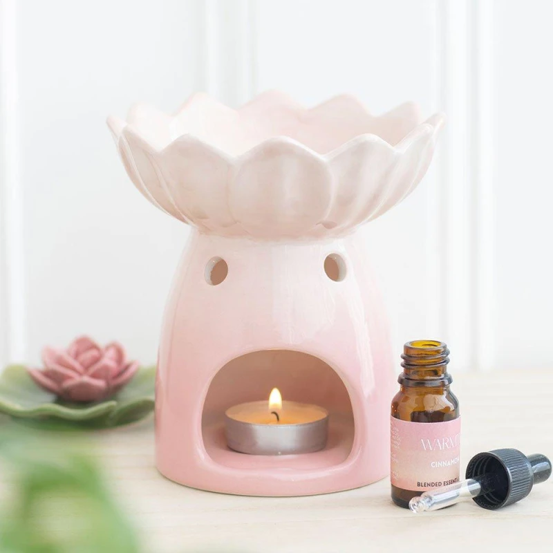 Image of Something Different Pink Water Lily Oil Burner and Wax Warmer Pink unisex One Size