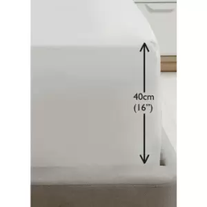 image of Rapport Luxury Super Soft Percale Plain 16 Deep Fitted Sheet Single White Fitted Sheet - White