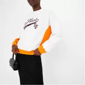 image of I Saw It First Varsity Track Embroidered Hoodie - Orange