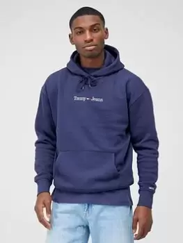 Image of Tommy Jeans Tjm Reg Linear Overhead Hoodie - Twilight Navy, Twilight Navy, Size XL, Men