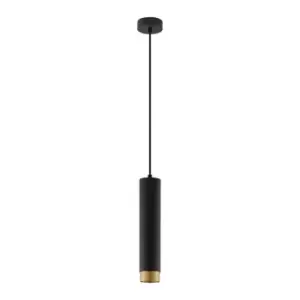 Image of Knoxville 5.9cm Long Slim Pendant Ceiling Light Sandy Black, Gold Aluminium LED GU10 1x10W - Merano