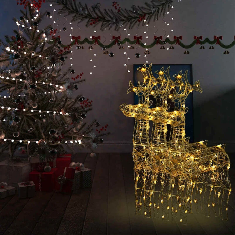 Image of vidaXL Reindeer Christmas Decorations 3 pcs 60x16x100cm Acrylic, White 3154370