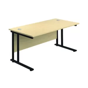 image of Jemini Rectangular Double Upright Cantilever Desk 1800x800x730mm Maple/Black KF820284