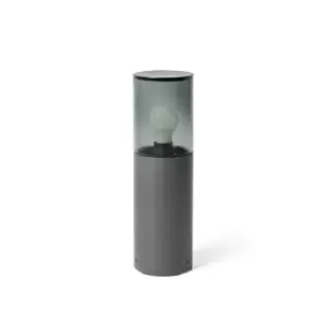 Kila Dark Grey Beacon Pedestal Lamp 40cm Smoked IP65