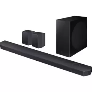 image of Samsung HW-Q935GC/ZG Surround system Black Bluetooth, Dolby Atmos, incl. cordless subwoofer, Voice-controlled, WiFi, Wall brackets