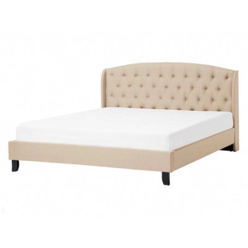 Image of Beliani Bed Fabric Bordeaux 140 X 200 Cm (Eu Double) Beige