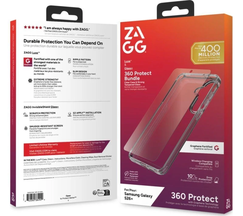 Image of ZAGG Galaxy S26 Luxe Case & Screen Protector Bundle, Clear 840390384942
