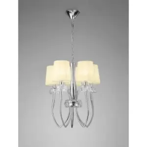 Image of Loewe Slim pendant lamp 5 E14 bulbs, polished chrome with cream lampshades